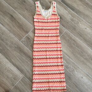 Ronny Kobo Metallic Chevron Midi Dress